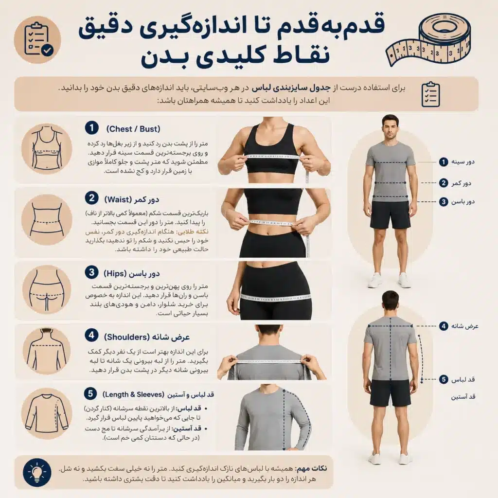 راهنمای سایز لباس آنلاین 3